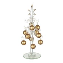 GLASS CHRISTMAS TREE WITH GOLD BAUBLES